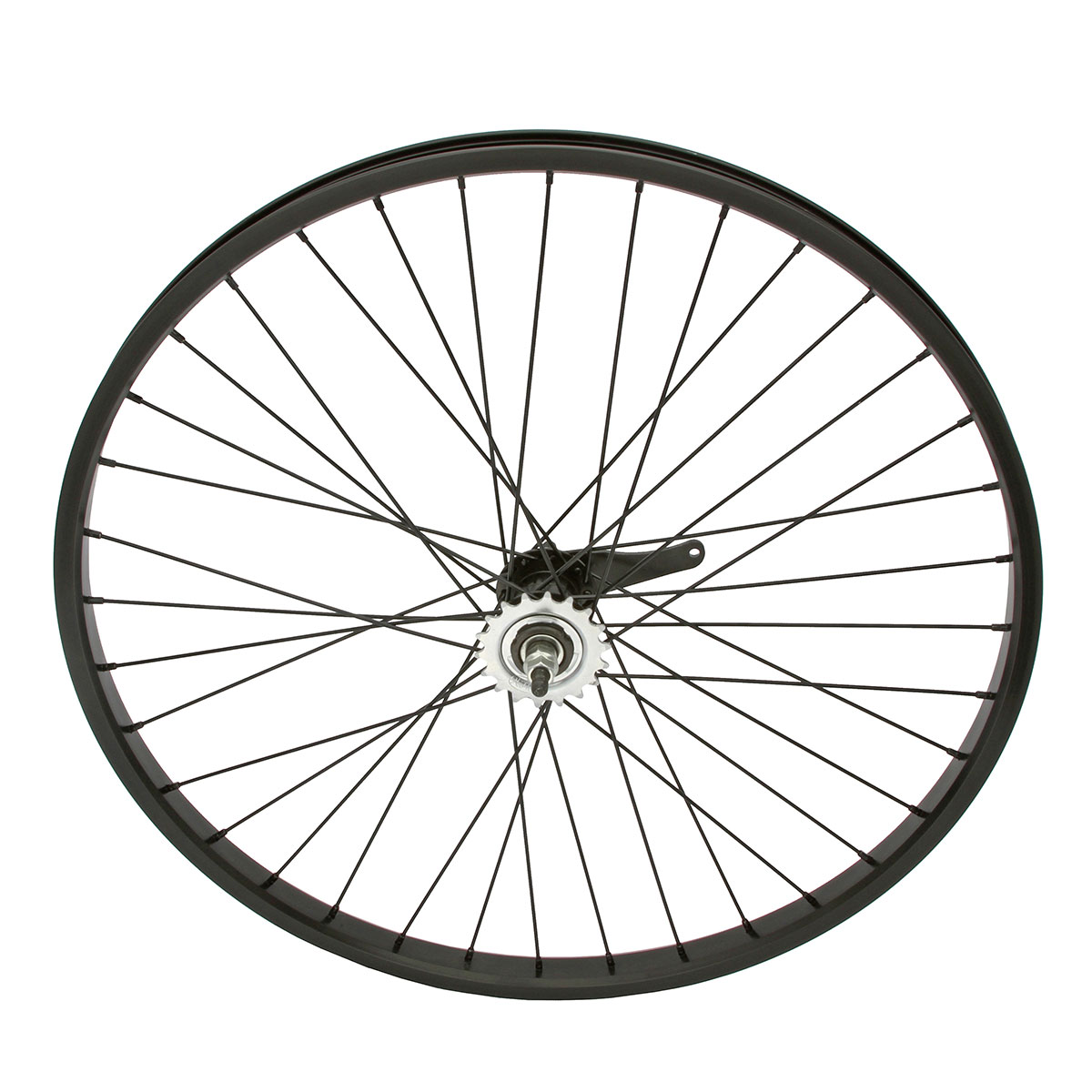 26 Inch x 32mm Alloy Coaster Wheel 36 Spoke 12G Black 3/8 Axle Single Wall Black.